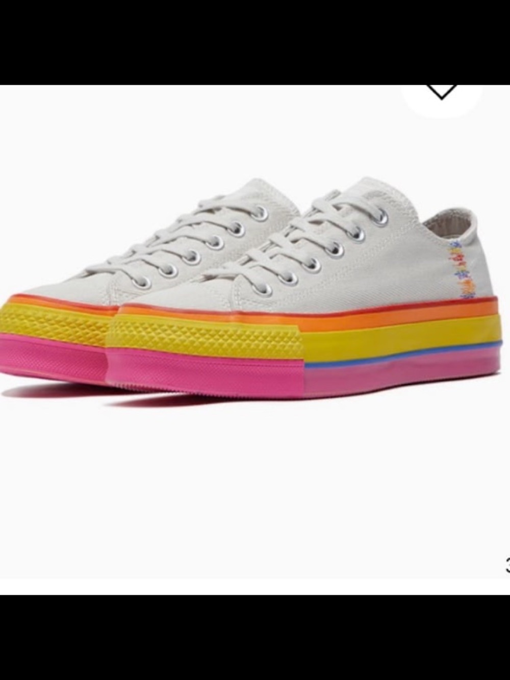 Converse Chuck Taylor All Star Lift Low 'Rainbow - Vintage White' 6.5 Quirky